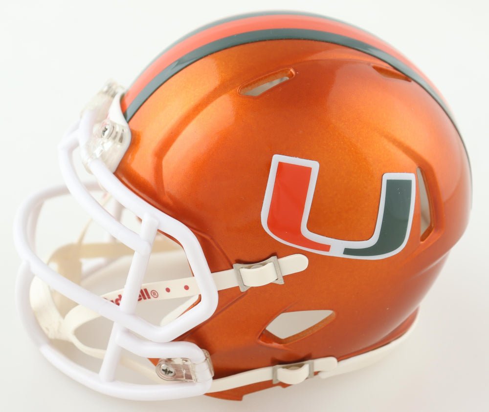 Tyler Van Dyke Signed Miami Hurricanes Flash Alternate Speed Mini Helmet (JSA) (view 2)
