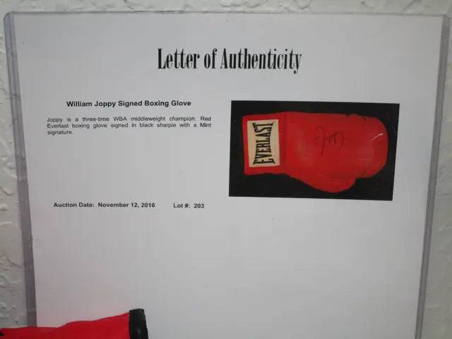 William Joppy Autographed Boxing Glove Sig Auctions LOA (view 2)