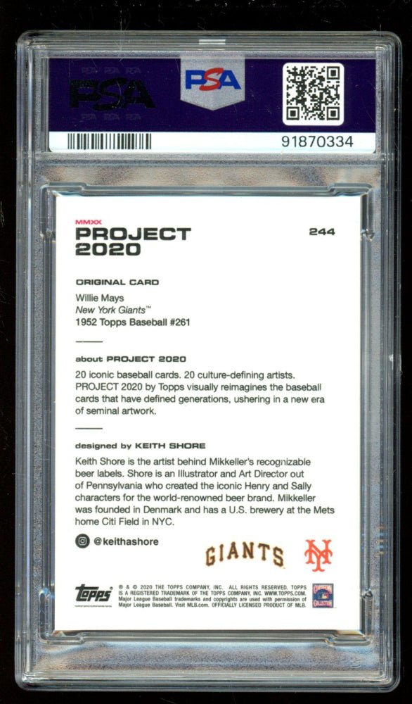Willie Mays 2020 Topps Project 2020 #244 / 2440* / Keith Shore (PSA 10), Sports Card