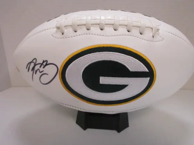 Aaron Rodgers Packers Signed Logo Football (PAAS COA), Autographed Ball