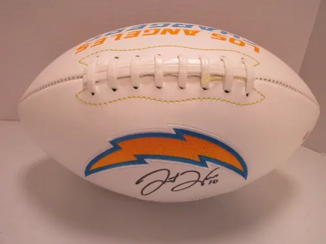 Justin Herbert Chargers Signed Logo Football (PAAS COA), Autographed Ball