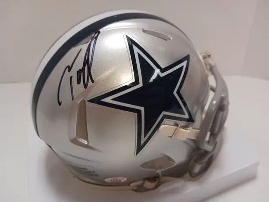 Tony Pollard of the Dallas Cowboys signed autographed mini football helmet PAAS COA 867 - Price Is Right Miami