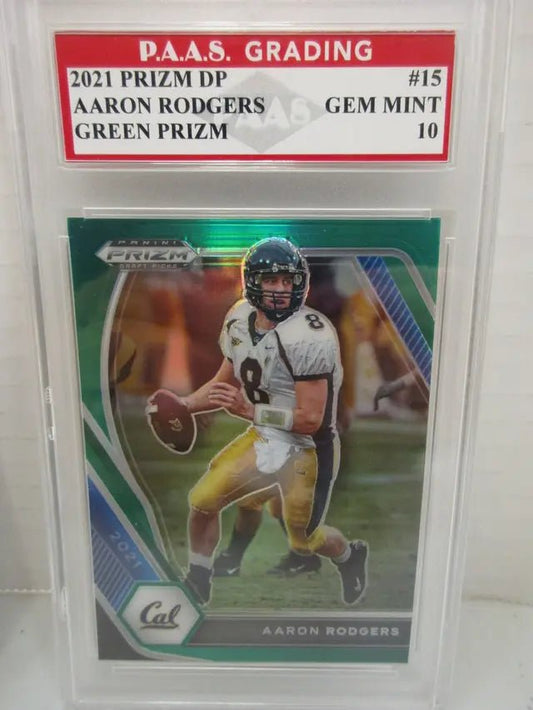 Aaron Rodgers Packers 2021 Prizm Draft Picks Green Prizm #15 graded PAAS Gem Mint 10 - Price Is Right Miami