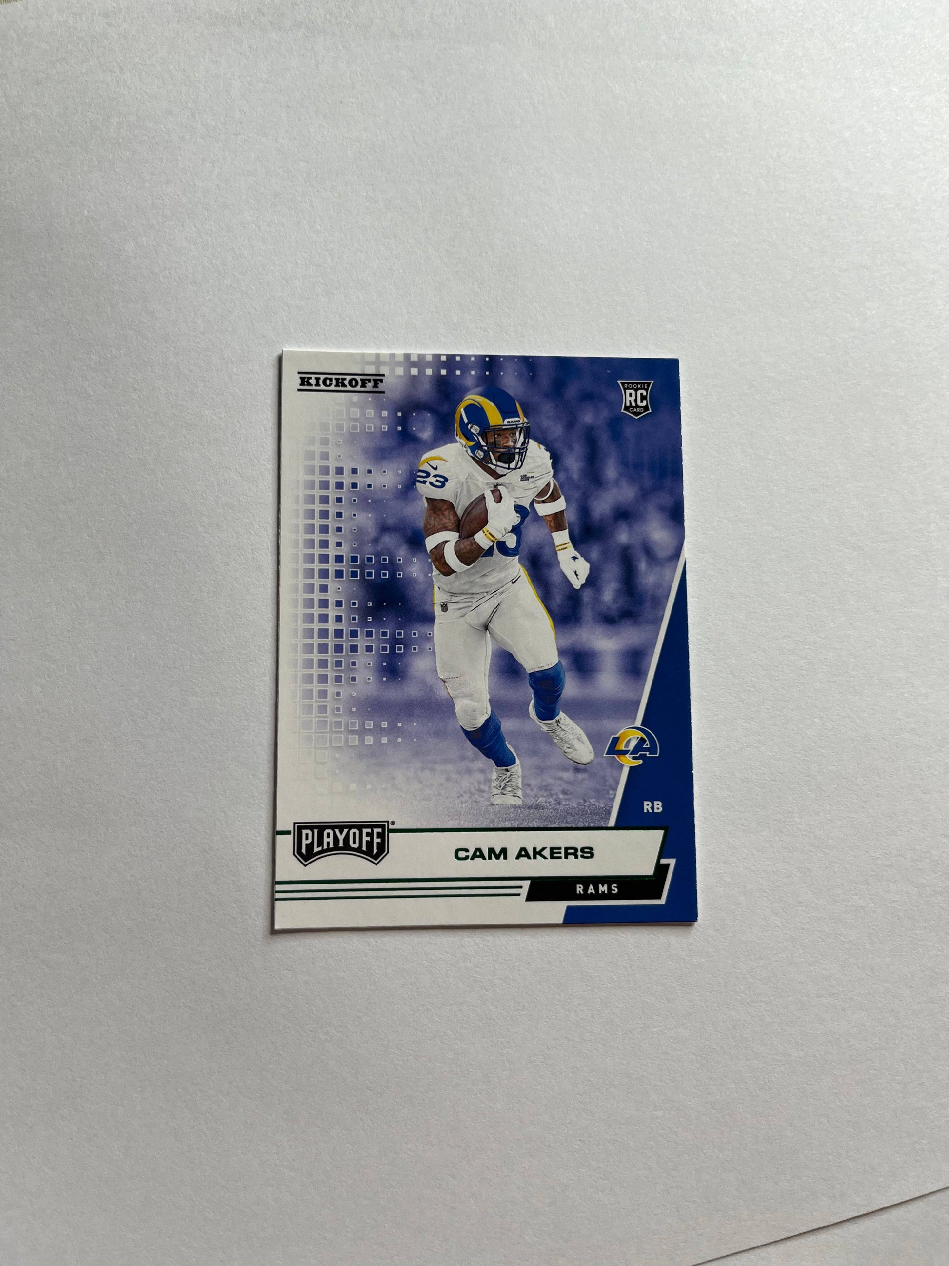 Cam Akers Los Angeles Rams 2020 Playoff Kickoff Green Rookie football card running back RB