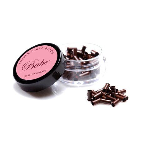 Babe Flare Beads 3.5 mm in Milk Chocolate, container of 100 medium brown beads