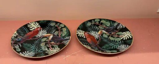 RARE FANCY HOME COLLECTION DESSERT PLATES, TOUCAN SET OF 2 - Price Is Right Miami