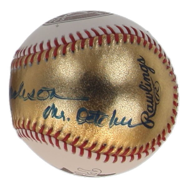 Reggie Jackson Signed 2022 World Series Gold Baseball Inscribed Mr October JSA, Autographed Ball (view 4)