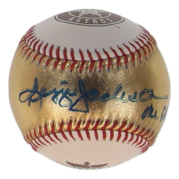 Reggie Jackson Signed 2022 World Series Gold Baseball Inscribed Mr October JSA, Autographed Ball (view 3)