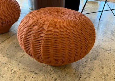 ROBERTA SCHILLING ROSENBAUM STOOL OCRE NAUTICAL CORD Showroom used - Price Is Right Miami