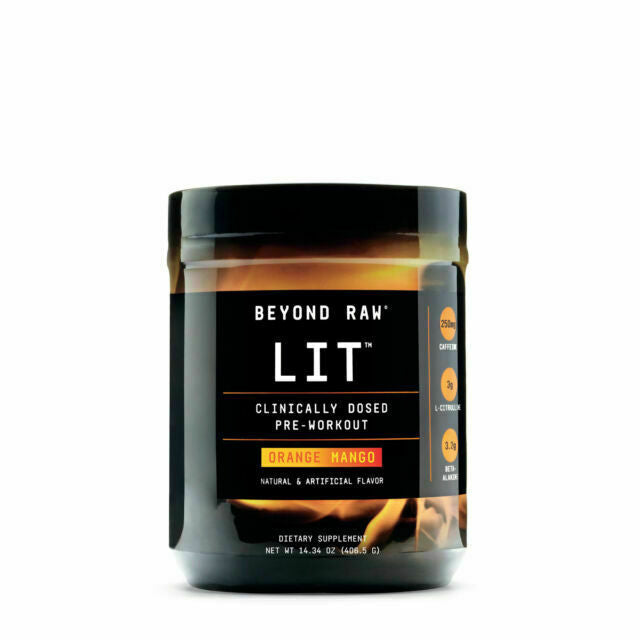 GNC Beyond Raw LIT Pre-Workout, Orange Mango, 30 Servings