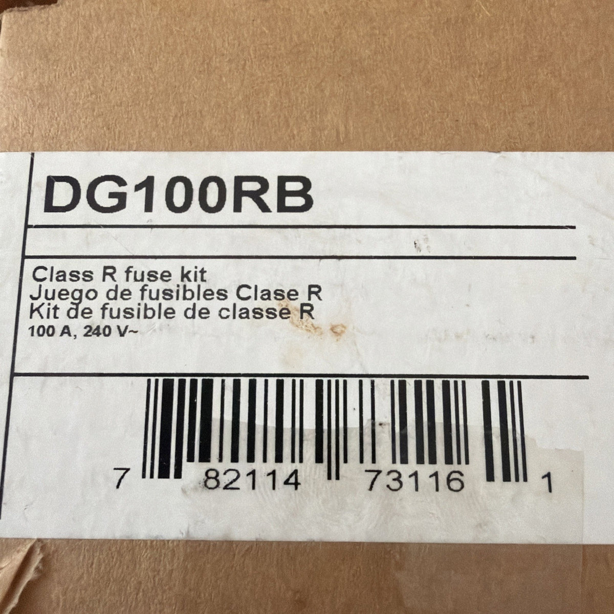 Eaton Cutler-Hammer DG100RB Class R Fuse Kit 100A 240V Series B Safety Switch - New Old Stock