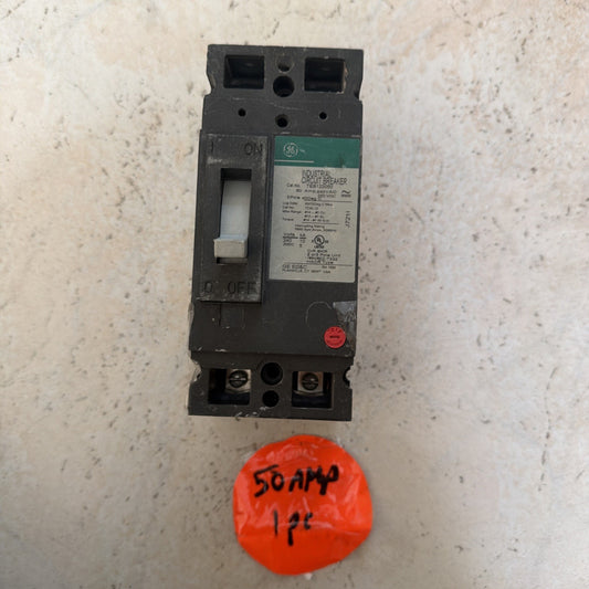 GE TEB122050 50 Amp 2-Pole 240VAC Type TEB Industrial Circuit Breaker - New Old Stock