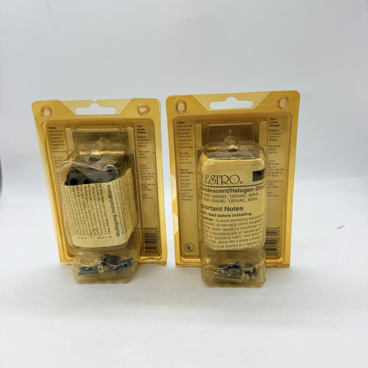 Lot of 2 Lutron Diva DVSC-600PH-SW 600W 3-Way Slide Dimmers Snow White - New Old Stock