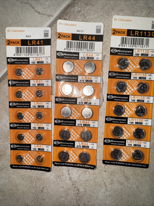 Lot of 3 Packs Koonenda Calculator Button Cell Batteries LR41 LR44 LR1130 LR1150