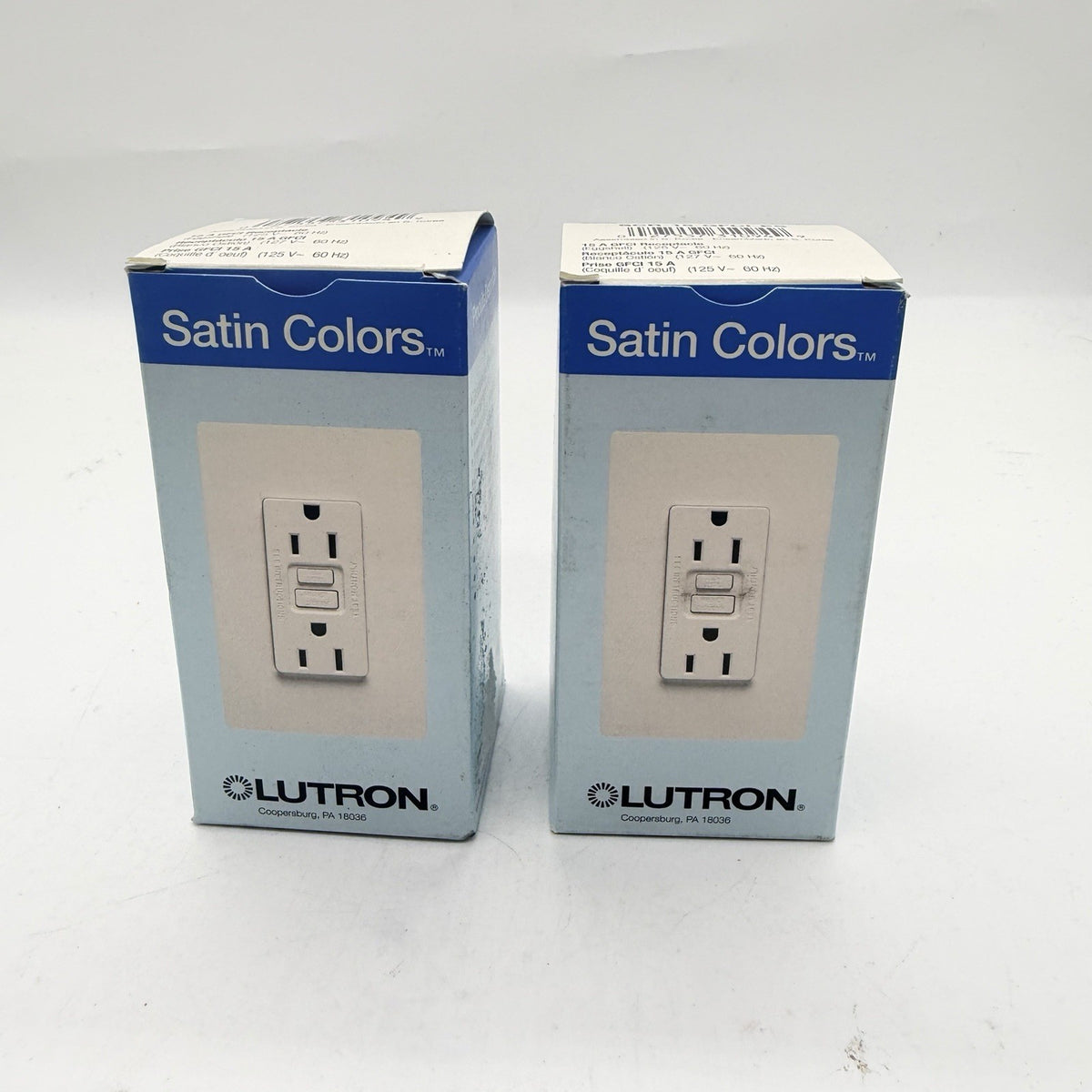 Lot of 2 Lutron Satin Colors SCR-15-GFCI-ES GFCI Receptacles Eggshell