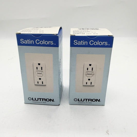 Lot of 2 Lutron Satin Colors SCR-15-GFCI-ES GFCI Receptacles Eggshell