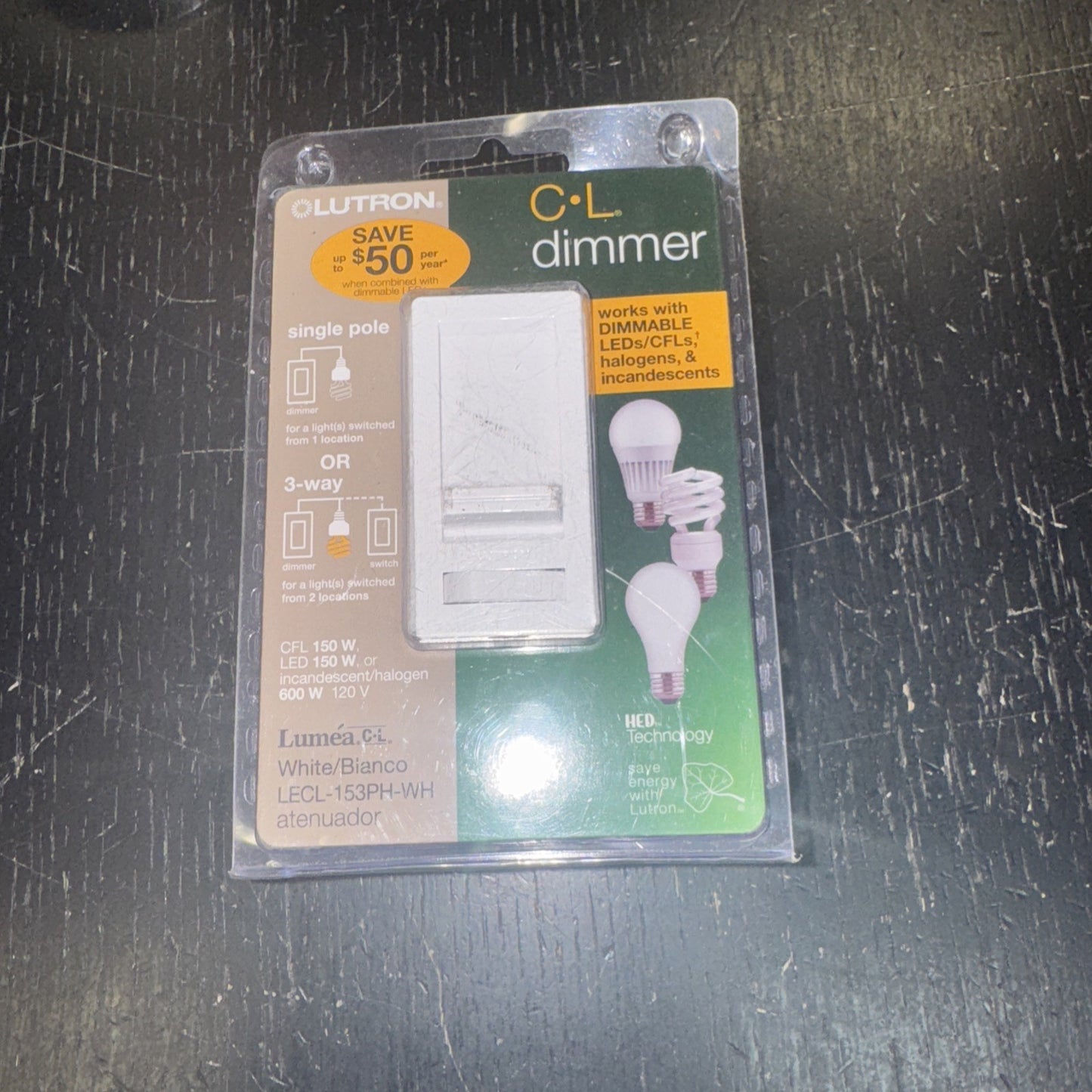 Lutron C-L Dimmer Switch LGCL-153PLH-AL Almond NEW