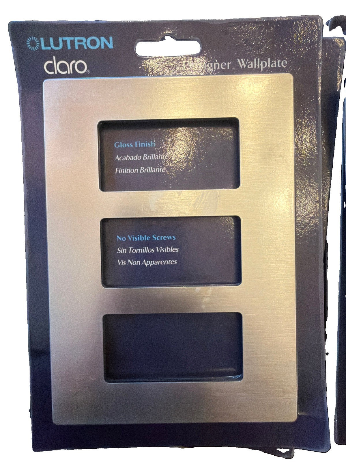 Lutron Claro CW-3-SS 3-Gang Screwless Decorator Wallplate Stainless Look Gloss