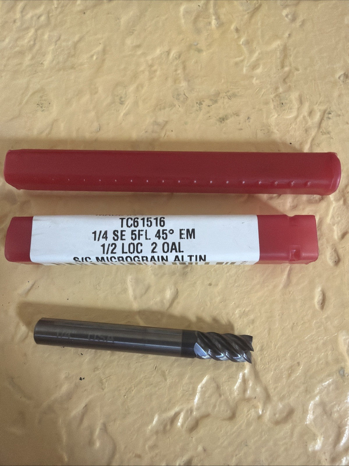 1/4" 5-Flute 45 Degree Chamfer End Mill AlTiN Micrograin Carbide TC61516