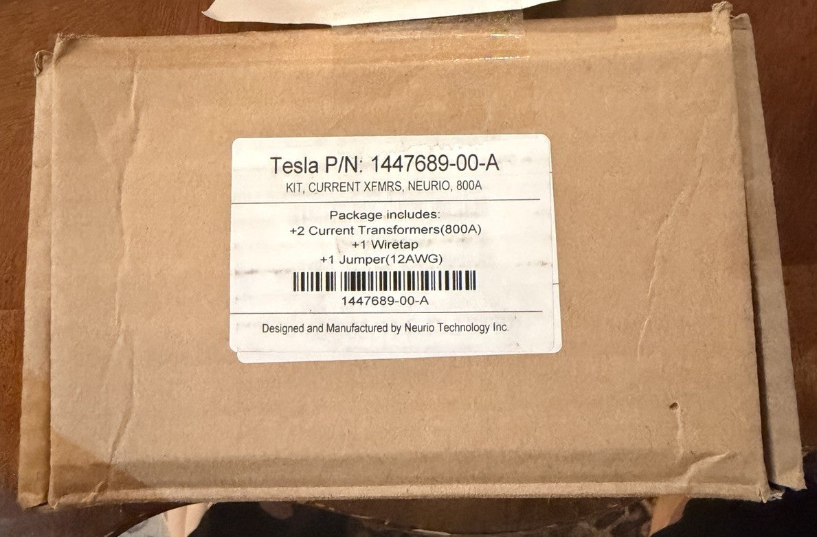 Tesla Neurio 800A Current Transformer Kit 1447689-00-A with 2 CTs