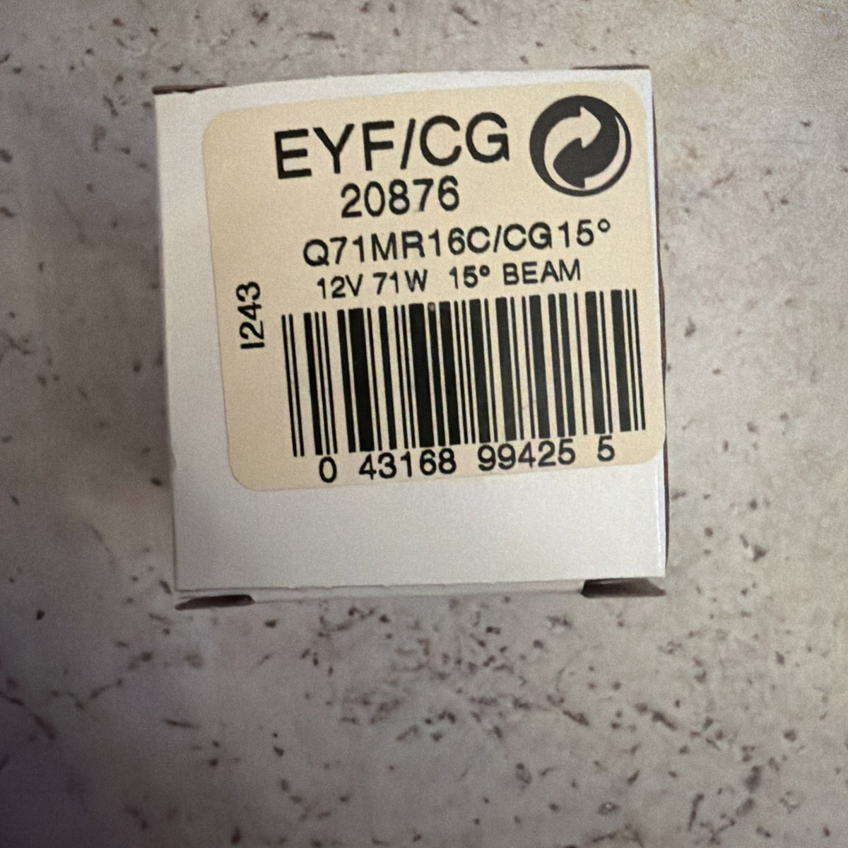 GE EYF/CG Q71MR16C/CG15 71W 12V MR16 Halogen Spot Bulb 15 Degree 20876