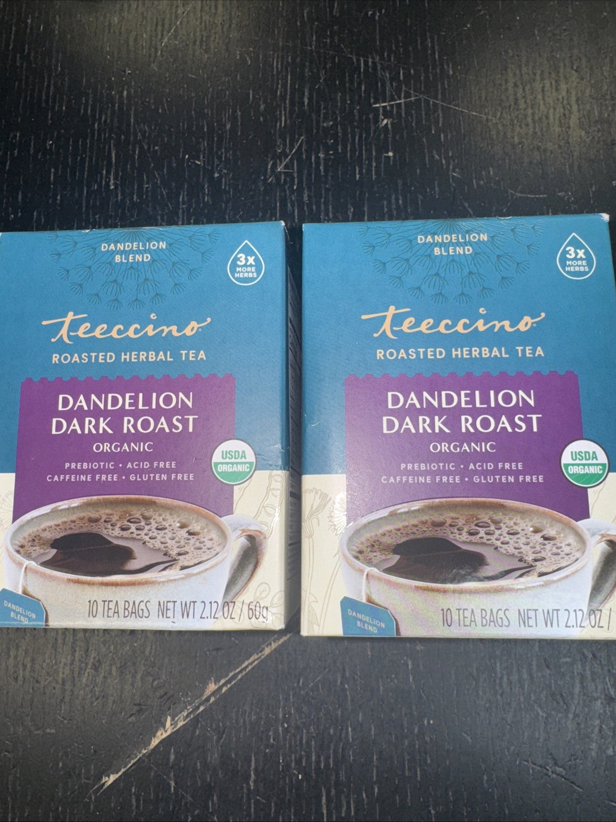 Teeccino Dandelion Dark Roast Chicory Herbal Tea, Organic, 20 Tea Bags, New