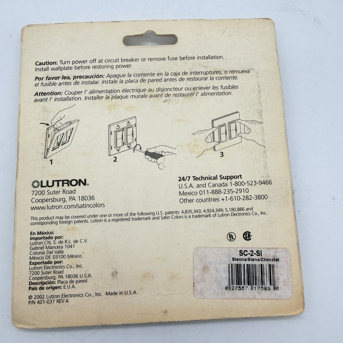 Lutron Claro Satin Colors SC-2-SI 2-Gang Screwless Wallplate Sienna