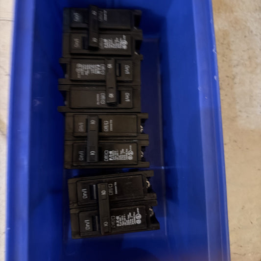 Lot of 4 Eaton BR210 10 Amp 2-Pole Circuit Breakers Type C210