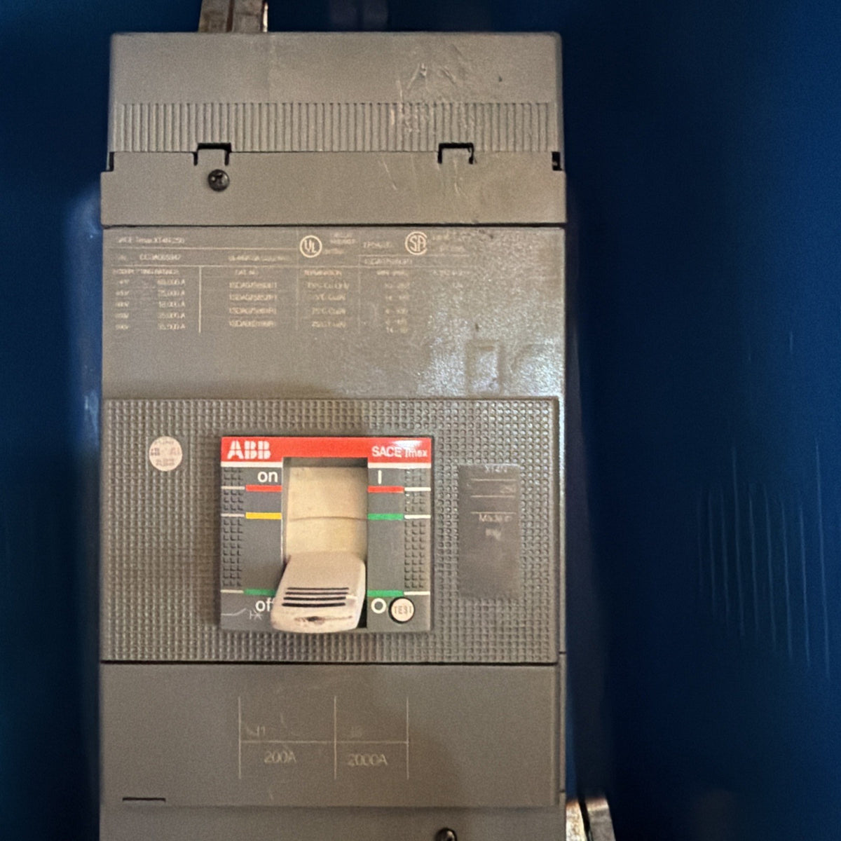 Lot of 3 ABB SACE Tmax XT4 200A 3-Pole Circuit Breakers for ReliaGear Q-GATE Panels
