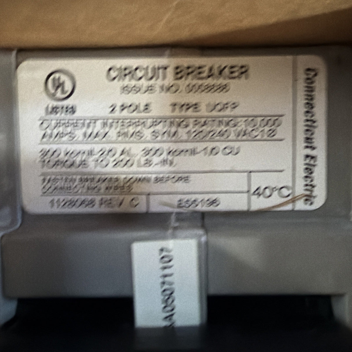 Connecticut Electric UQFP 150A 2-Pole Main Breaker for Zinsco Challenger - New Old Stock