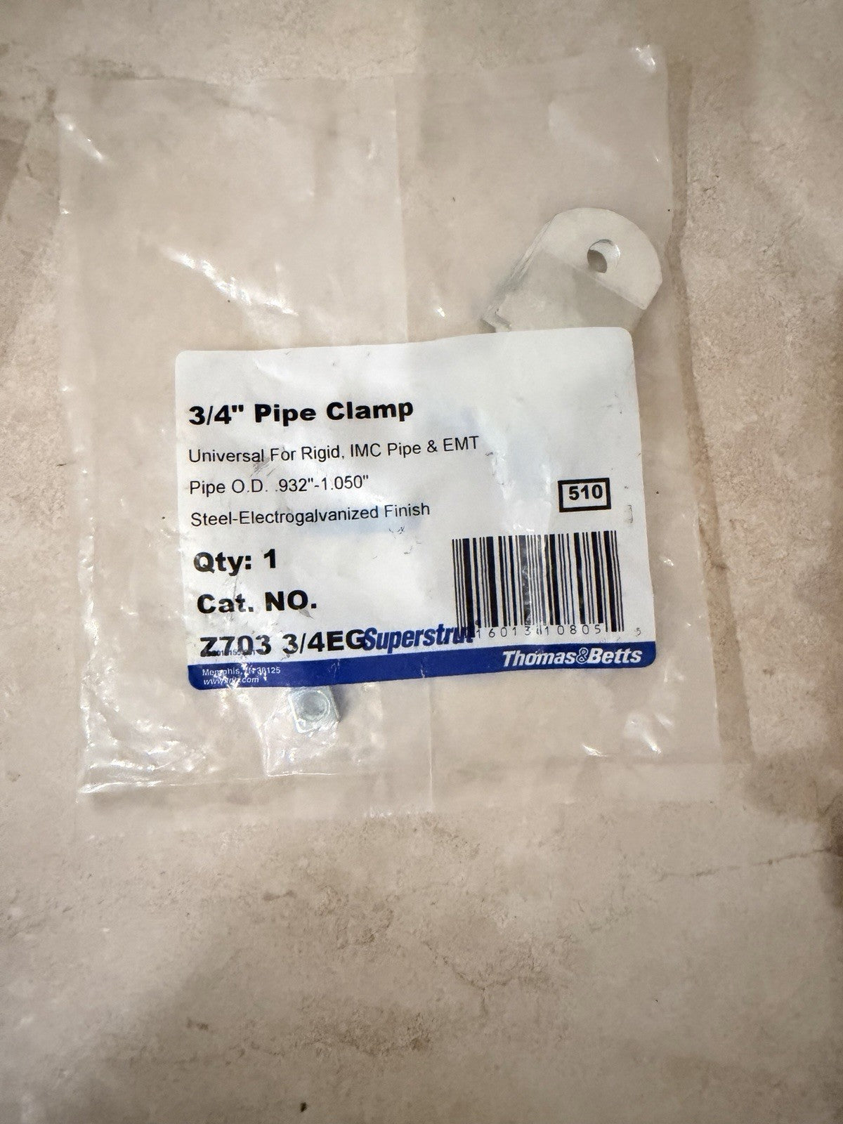 Thomas & Betts Superstrut Z703 3/4EG 3/4" Pipe Clamp Electrogalvanized