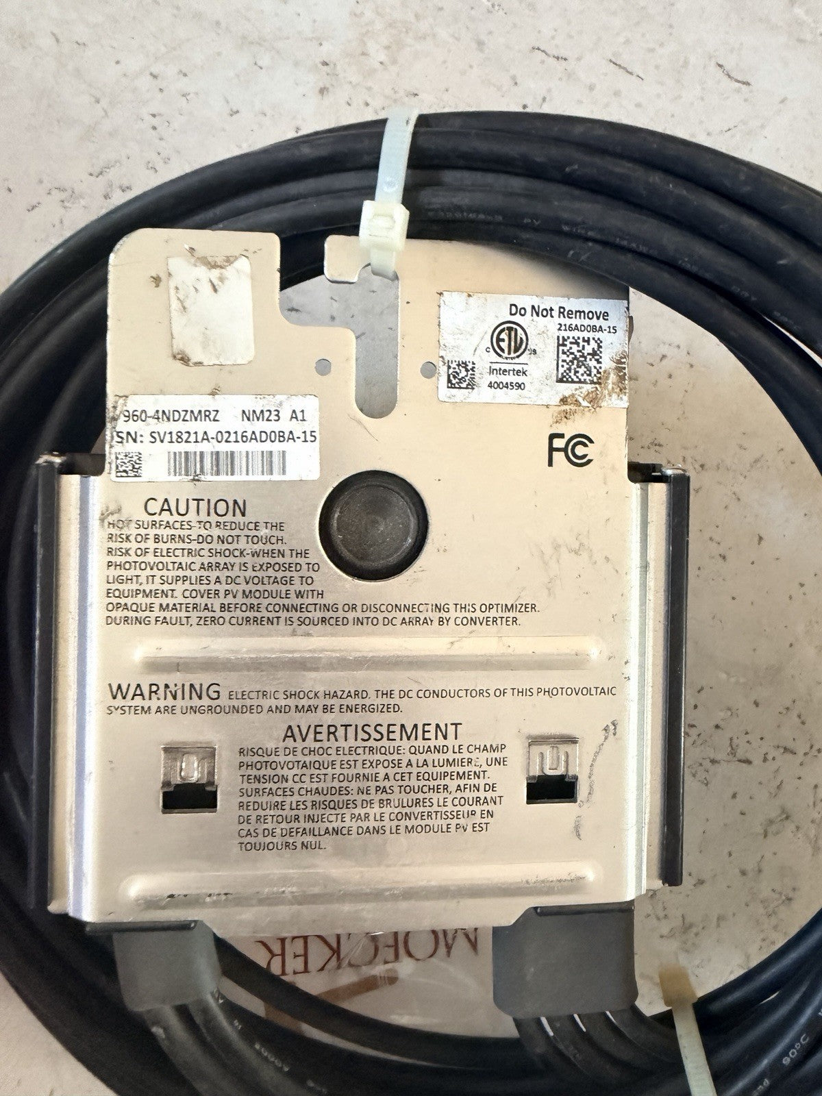 SolarEdge P960-4NDZMRZ 960W Dual Input Solar Power Optimizer - Untested