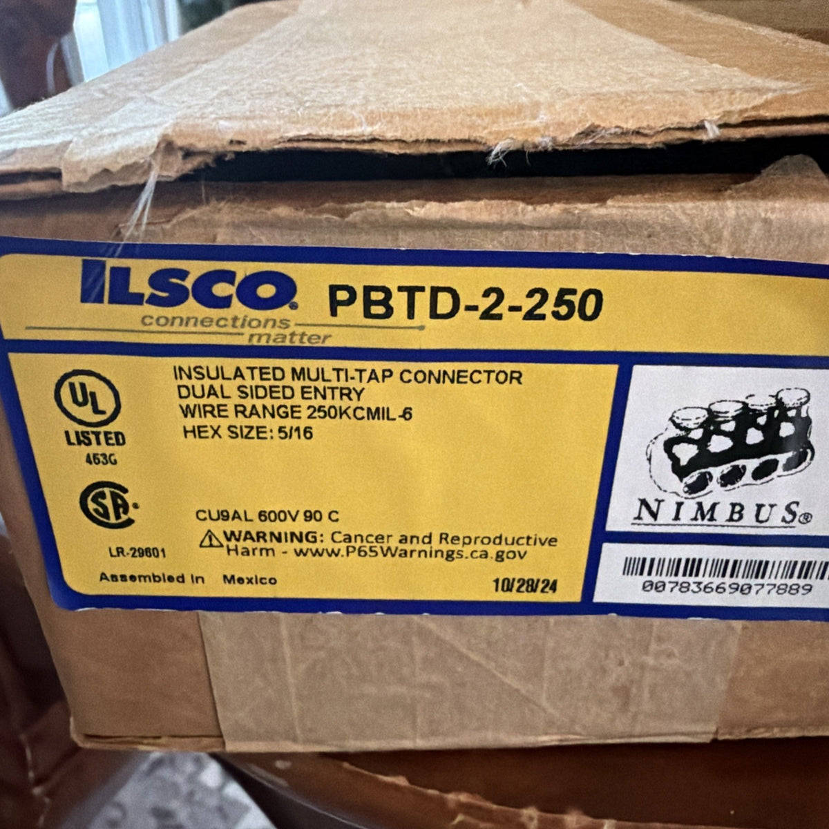 Box of 6 Ilsco Nimbus PBTD-2-250 Insulated Multi-Tap Connectors 250 kcmil-6 AWG