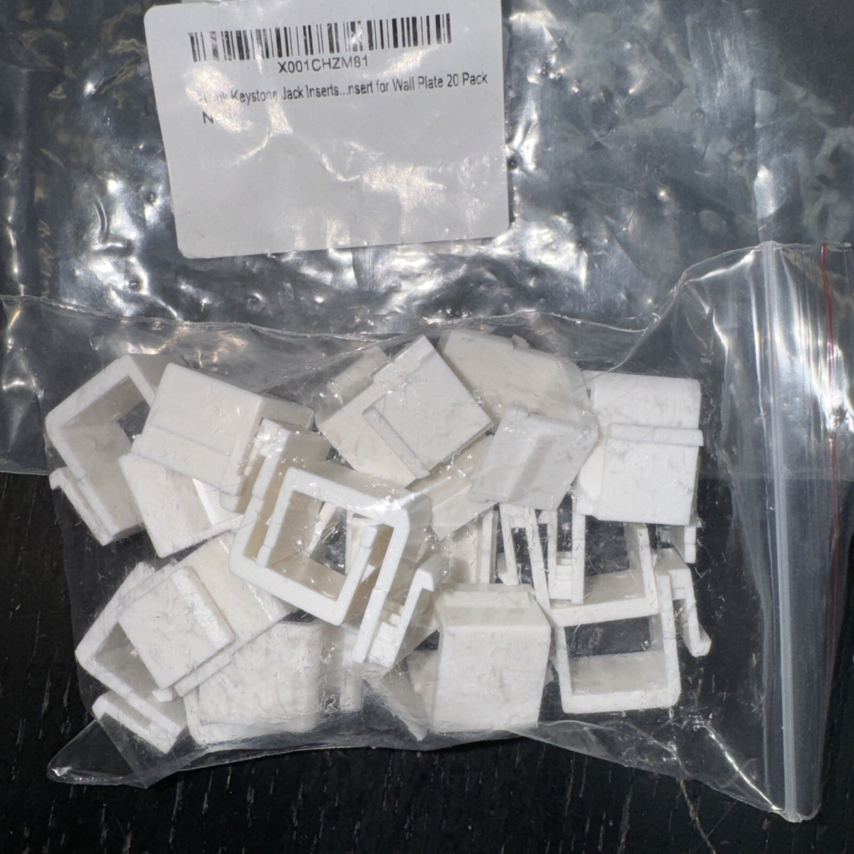 Pack of 20 Blank Keystone Jack Inserts for Wall Plates White