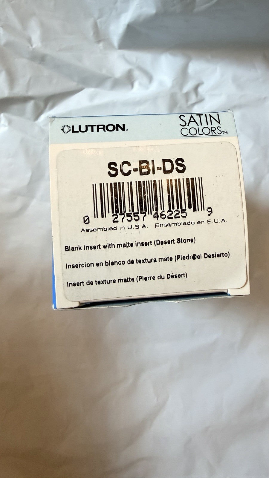 Lutron Satin Colors SC-BI-DS Blank Insert Desert Stone Matte - New Old Stock
