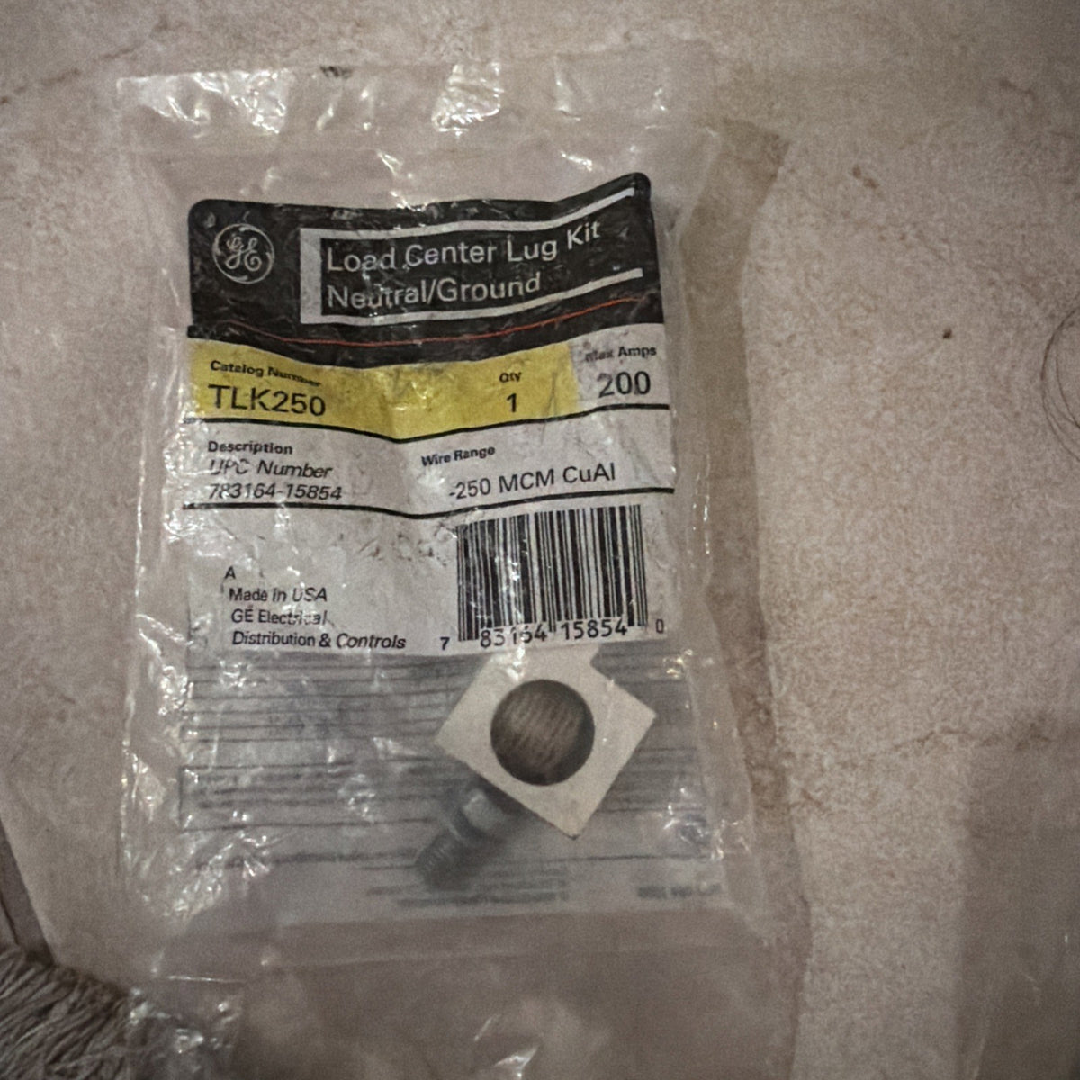 GE TLK250 Neutral/Ground Lug Kit 200 Amp #6-250 MCM Cu/Al