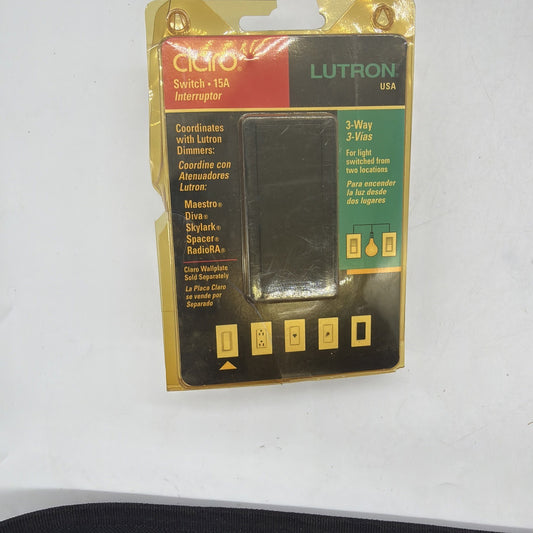 Lutron Claro CA-3PSH-BL 15A 3-Way Decorator Rocker Switch Black - New Old Stock