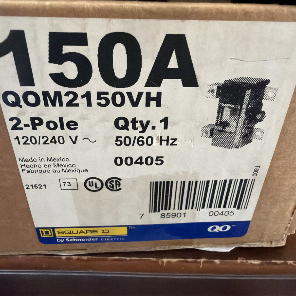 Square D QOM2150VH 150 Amp 2-Pole QOM2 Main Circuit Breaker for QO and Homeline