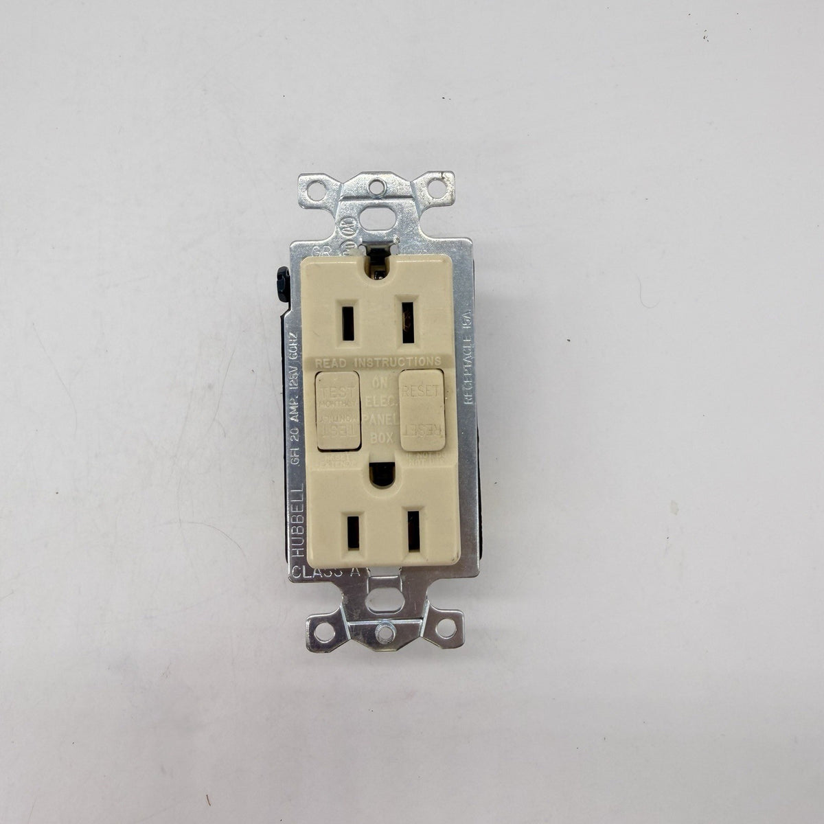 Vintage Hubbell 20A 125V GFCI Receptacle Ivory Ground Fault Outlet