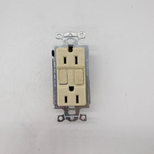 Vintage Hubbell 20A 125V GFCI Receptacle Ivory Ground Fault Outlet