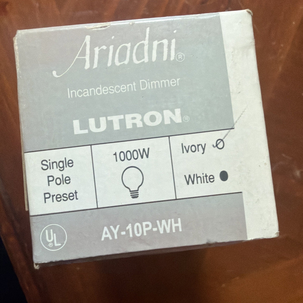 Lutron Toggler AY-10P-WH 1000W Single Pole Incandescent Dimmer Switch White