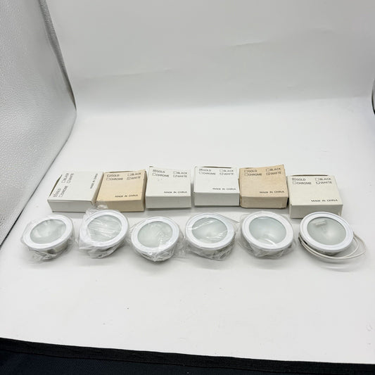 Set of 6 White Recessed Adjustable MR16 Low Voltage Light Fixtures with Frosted Glass