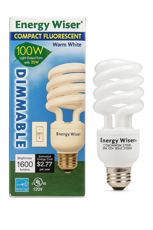 Energy Wiser 23W Dimmable Spiral CFL Bulb 100W Eq 1600 Lumens Warm White NEW