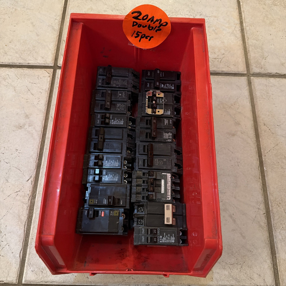 Lot of 15 Circuit Breakers 20A 2-Pole Square D QO Eaton BR Contractor Pack