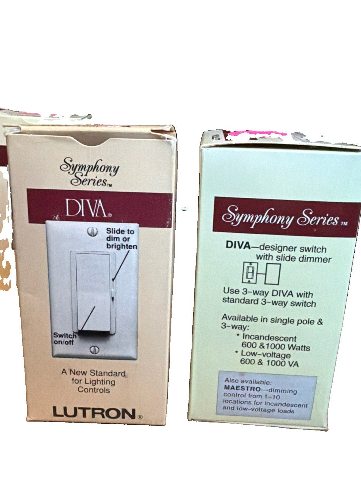 Lot of 2 Lutron Diva DV-103P-LA 3-Way Preset Dimmer with Locator Light Light Almond