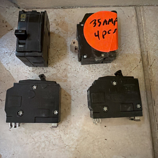 Lot of 4 Assorted 35 Amp 2-Pole Circuit Breakers Square D Homeline Eaton CH