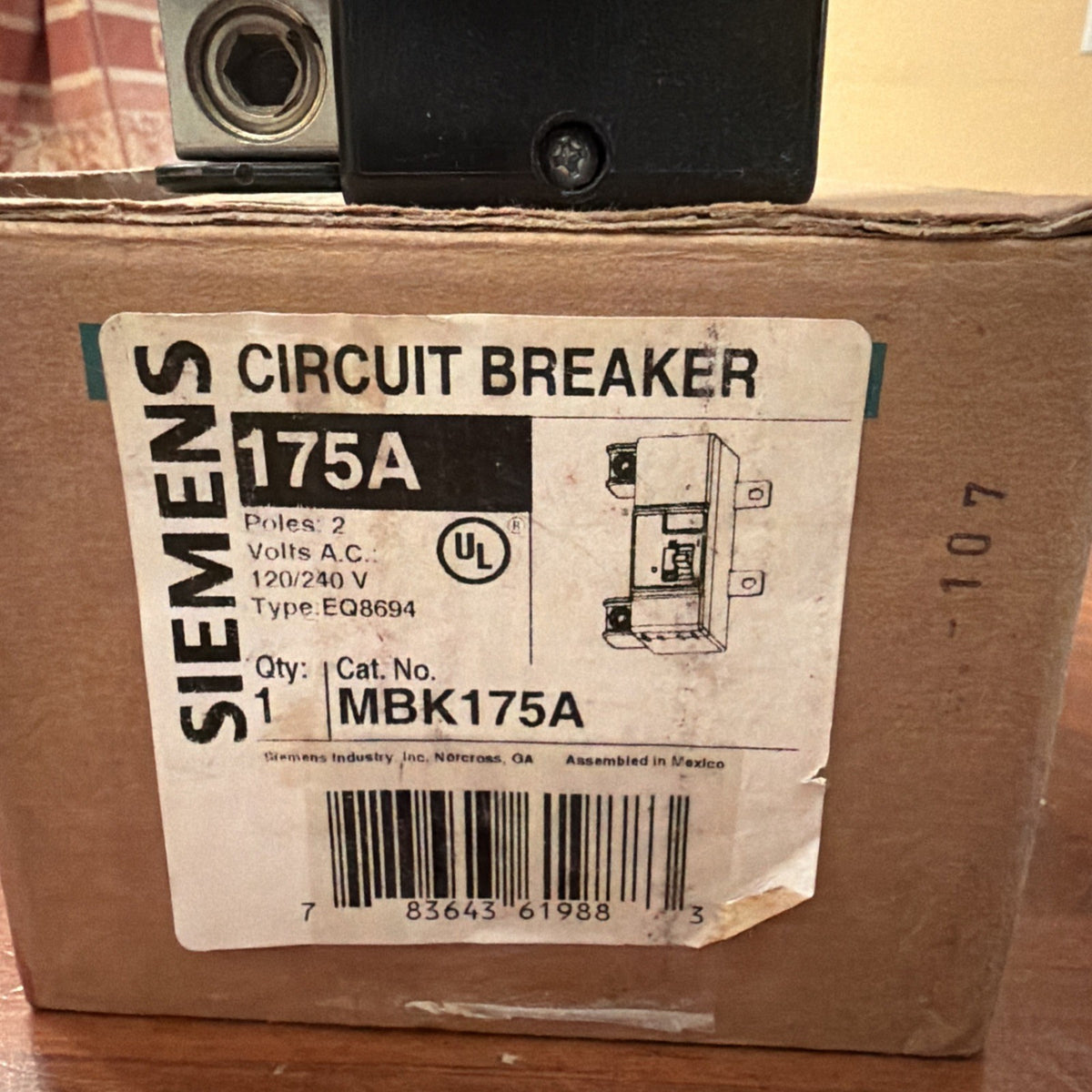Siemens MBK175A 175 Amp 2-Pole Main Circuit Breaker 120/240V AC