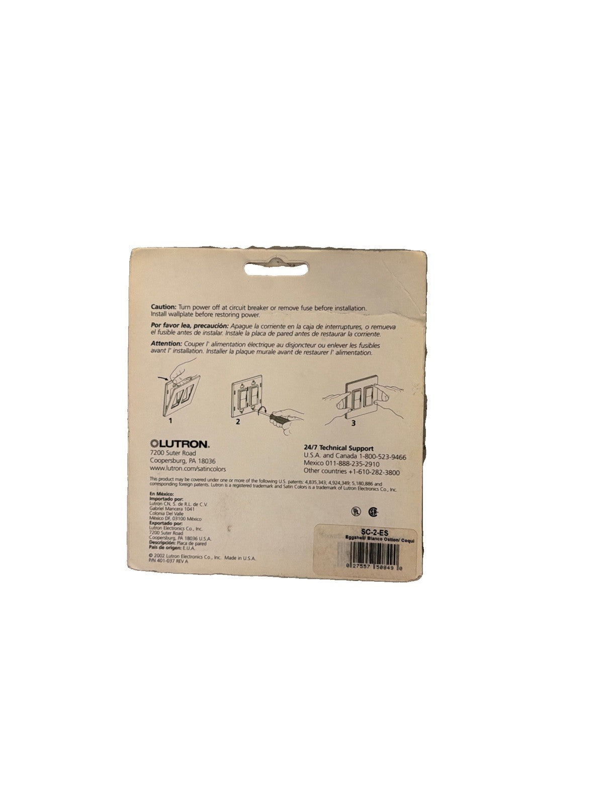 Lutron Satin Colors SC-2-ES 2-Gang Screwless Wallplate Eggshell