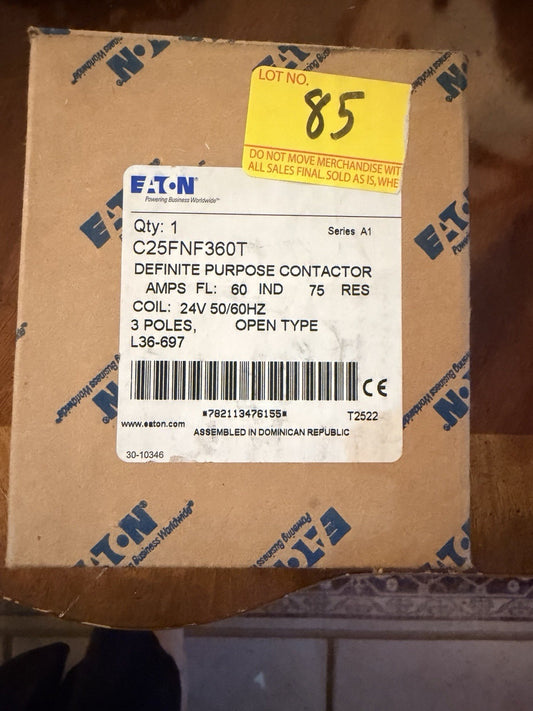 Eaton C25FNF360T 3-Pole 60A Definite Purpose Contactor 24V Coil Series A1