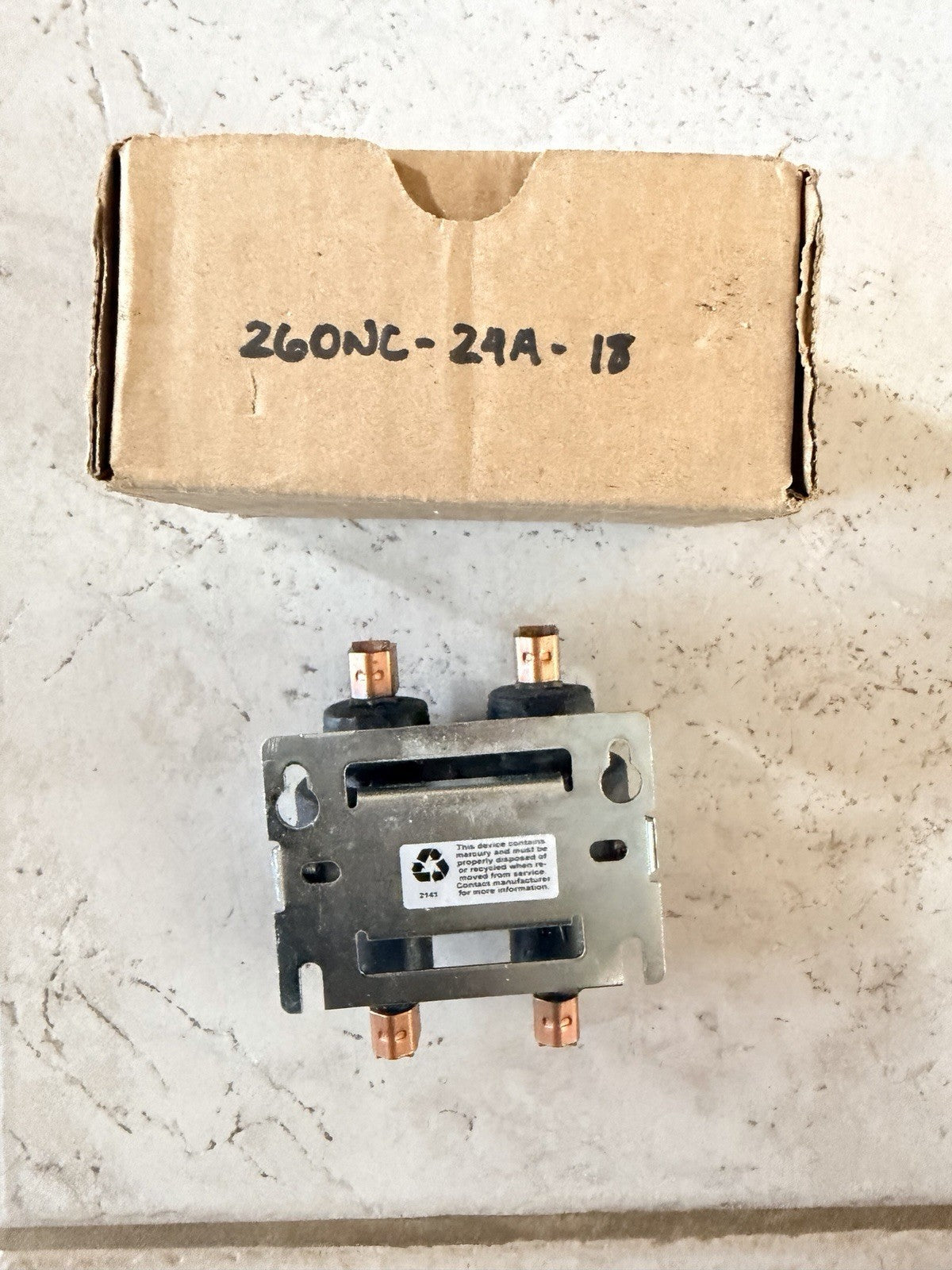 MDI 260NC-24A-18 Mercury Contactor 60A 2 Pole Normally Closed 24VAC Coil
